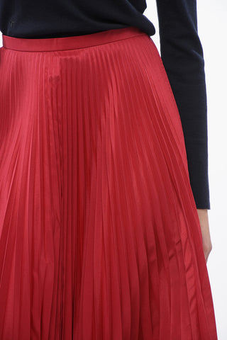 Silk Accordion Skirt with Side Zip