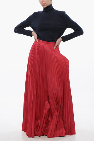 Silk Accordion Skirt with Side Zip