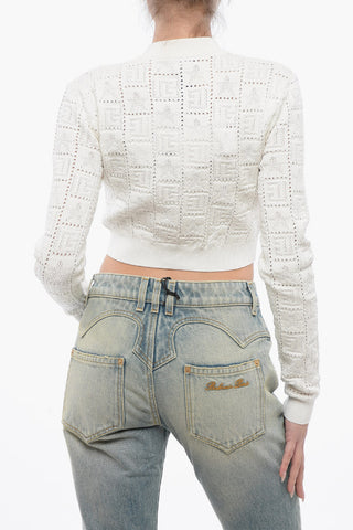Cardigan Cropped Fit con Bottoni Gioiello