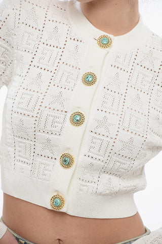 Cardigan Cropped Fit con Bottoni Gioiello