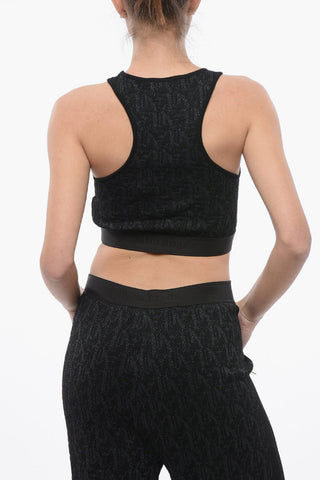 Crop-Top aus Lurex mit Monogramm