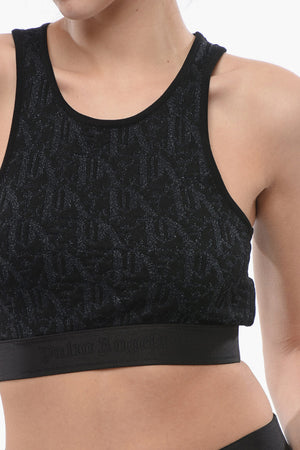 Crop-Top aus Lurex mit Monogramm