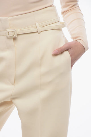 Belted Wool Blend Chinos Pants