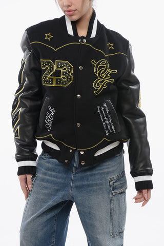 Bomber Imbottito HORSEHOE con Maniche in Pelle e Pacth All-Over