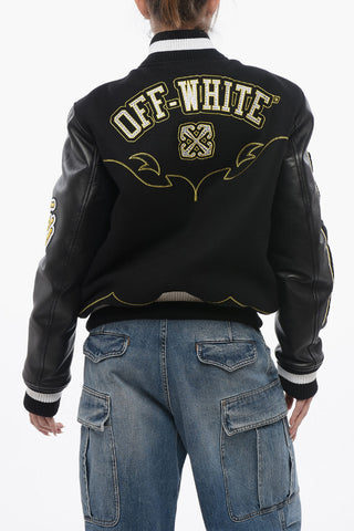 Bomber Imbottito HORSEHOE con Maniche in Pelle e Pacth All-Over