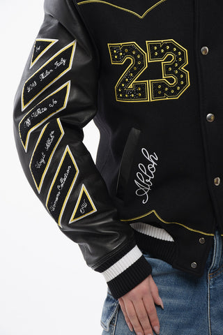 Bomber Imbottito HORSEHOE con Maniche in Pelle e Pacth All-Over