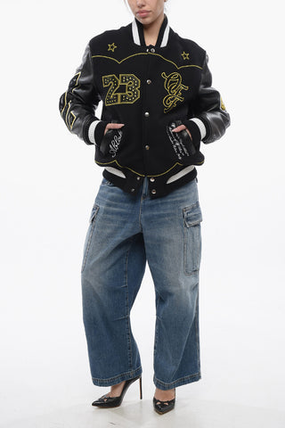 Bomber Imbottito HORSEHOE con Maniche in Pelle e Pacth All-Over