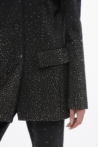 3버튼 블레이저 BLING 울 소재 그라데이션 크리스털