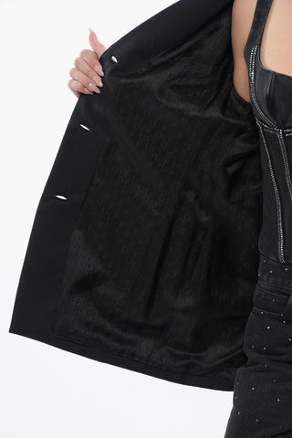 3버튼 블레이저 BLING 울 소재 그라데이션 크리스털