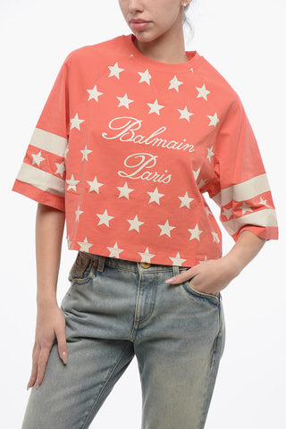 Cotton STAR Cropped Fit T-Shirt with Printed Logo