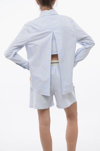 Camicia in Cotone a Righe Awning con Spacco Posteriore