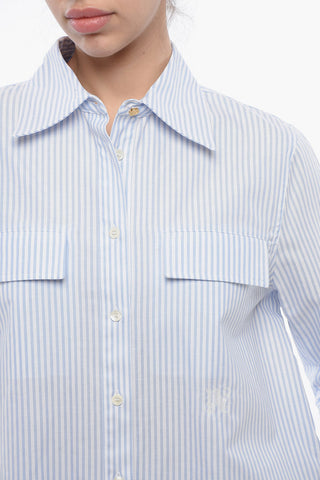 Camicia in Cotone a Righe Awning con Spacco Posteriore
