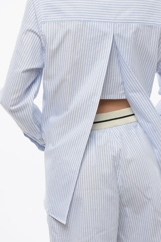 Camicia in Cotone a Righe Awning con Spacco Posteriore