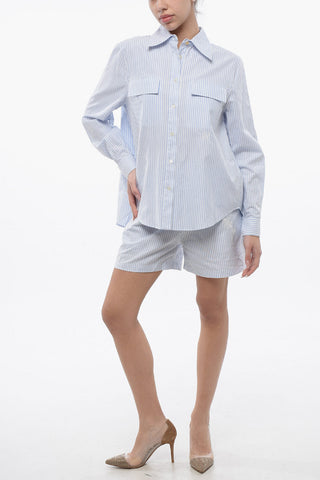 Camicia in Cotone a Righe Awning con Spacco Posteriore