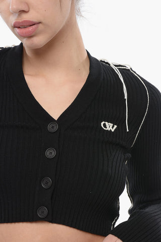 Cropped Cardigan with Contrast Stitching