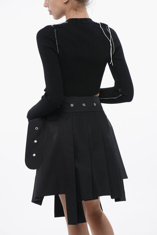 Cropped Cardigan with Contrast Stitching