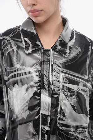 Printed Nylon Padded Windbreaker Jacket XRAY