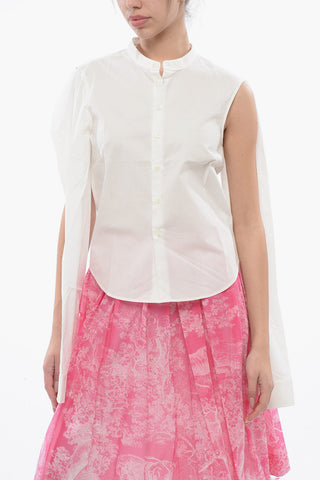 MM6 Mandarin Collar Popeline Shirt with Cut-outs