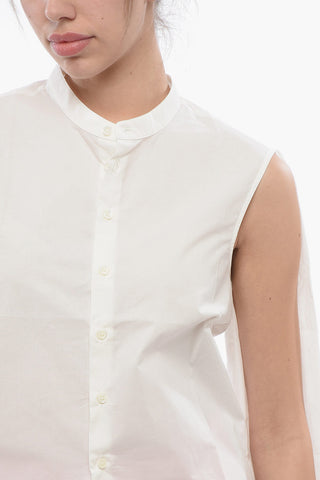 MM6 Mandarin Collar Popeline Shirt with Cut-outs
