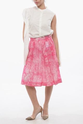 Cotton Chiffon Midi Skirt with Jungle Motif