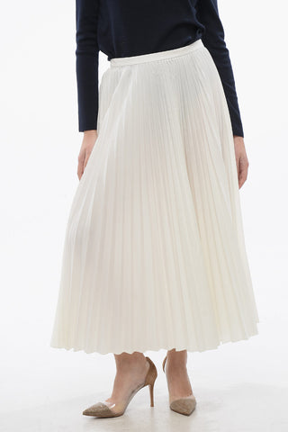 Cotton Blend Accordion Midi Skirt