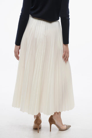 Cotton Blend Accordion Midi Skirt