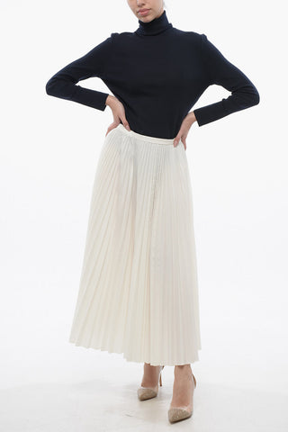 Cotton Blend Accordion Midi Skirt