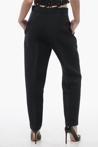 Pantaloni a Sigaretta in Misto Lana con Pinces