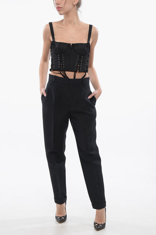 Pantaloni a Sigaretta in Misto Lana con Pinces