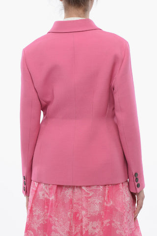 Wool Blend Slim Fit Blazer with Flush Pockets