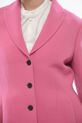 Wool Blend Slim Fit Blazer with Flush Pockets