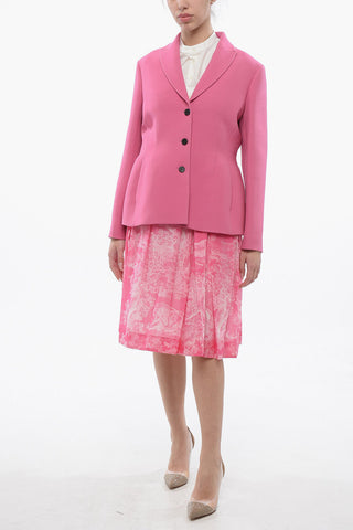 Wool Blend Slim Fit Blazer with Flush Pockets