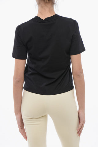 Cropped T-shirt With Embroidered Logo