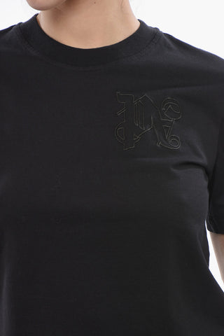 Cropped T-shirt With Embroidered Logo
