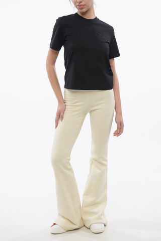 Cropped T-shirt With Embroidered Logo
