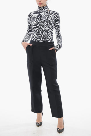 3-Pocketed Cropped Fit Wool Blend Pants