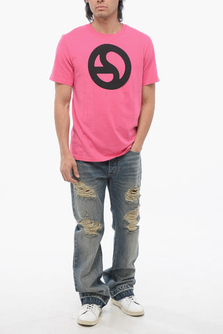 코튼 크루넥 티셔츠 콘트라스트 프린트