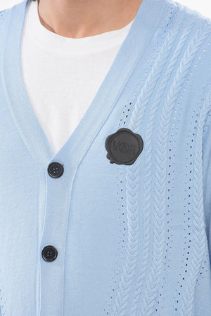 Zopfstrick-Cardigan aus Baumwollmischung