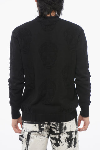 Crew Neck SKULL Jacquard Cotton Sweater