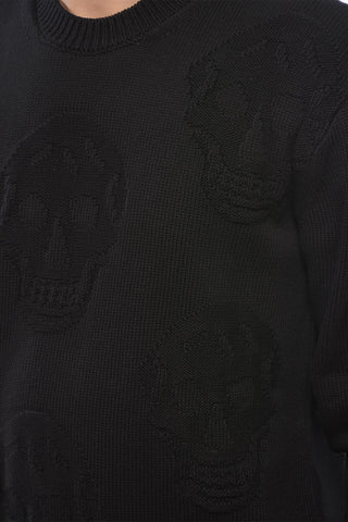 Crew Neck SKULL Jacquard Cotton Sweater