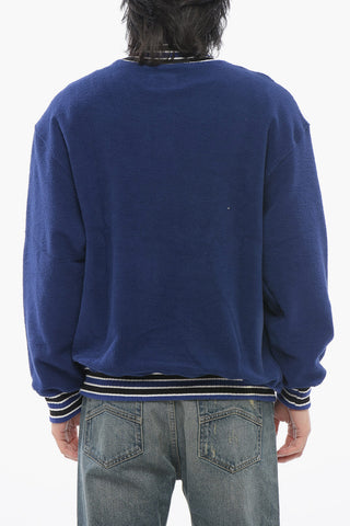 Terry-Cotton Varsity Sweatshirt with Half Zip