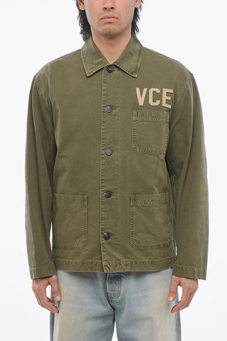 Cotton Utility Overshirt with Embossed Logo
