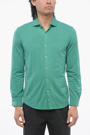 Long-Sleeved Stretch-Cotton Shirt