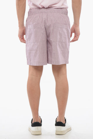 TEKLA Shorts In Cotone a Righe con Elastico in Vita