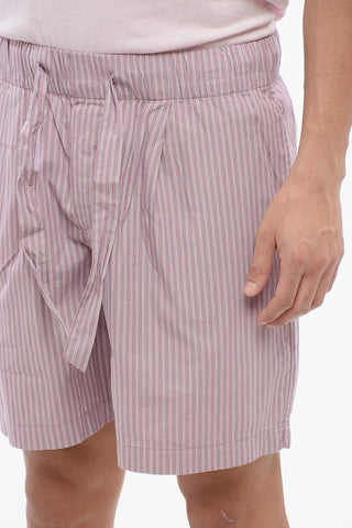 TEKLA Shorts In Cotone a Righe con Elastico in Vita