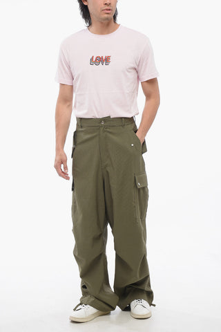 Cotton Cargo Pants with Logo Buttons
