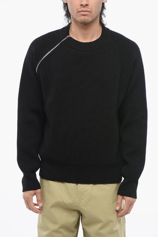 Pullover in Lana con Zip Decorativa