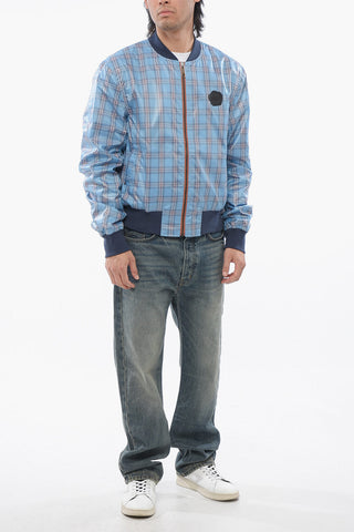 Nylon Check Bomber with Front Zip