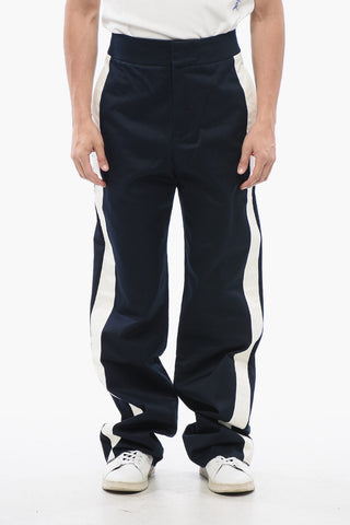 Straight Fit Chinos Pants with Side Contrasting Bands