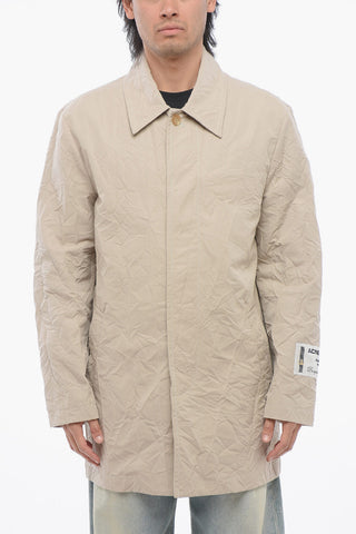 Wrinkled Effect Unlined Coat with Hidden Closure